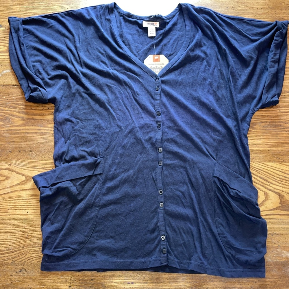 Route 66 Loose Fit Lightweight Dolman‎ Cardigan with Hip Pockets Black XL Cotton